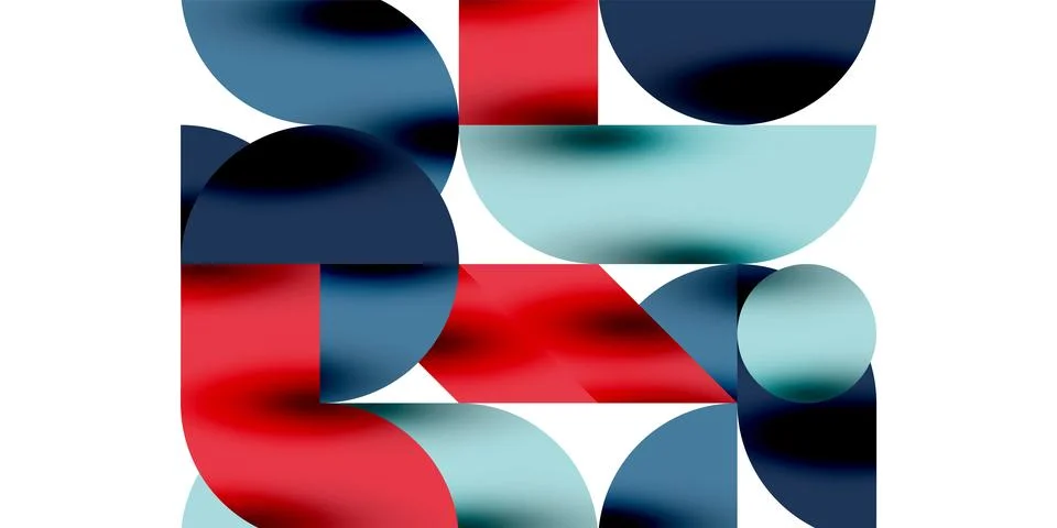 Tech minimal circular shapes geometric art. Vector modern circles Stock Illustration