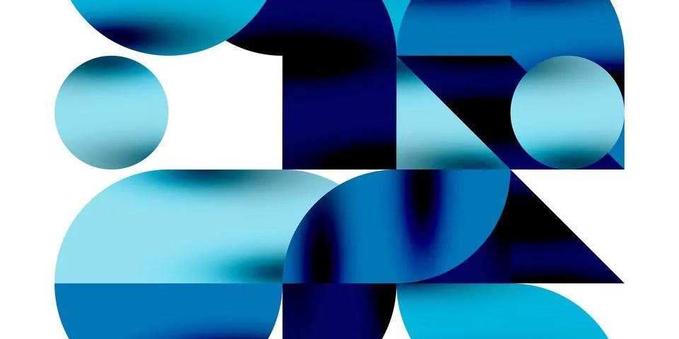Tech minimal circular shapes geometric art. Vector modern circles Stock Illustration