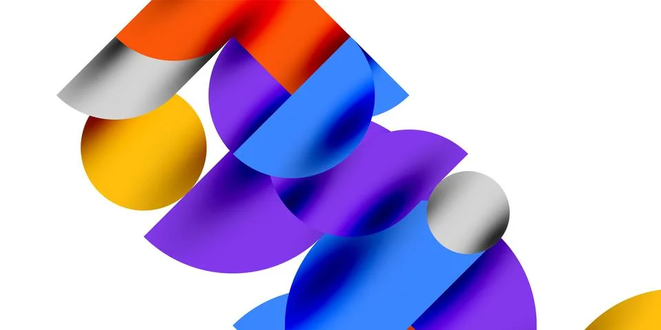 Tech minimal circular shapes geometric art. Vector modern circles Illustrazione stock
