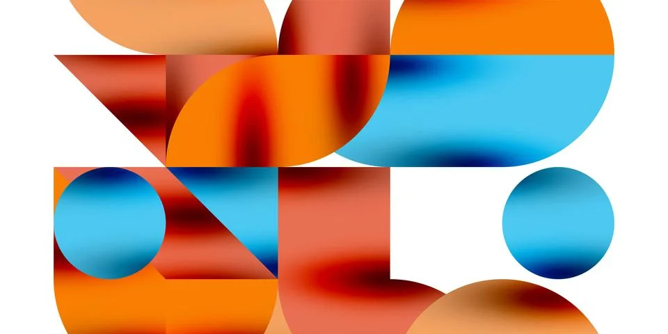 Tech minimal circular shapes geometric art. Vector modern circles Illustrazione stock