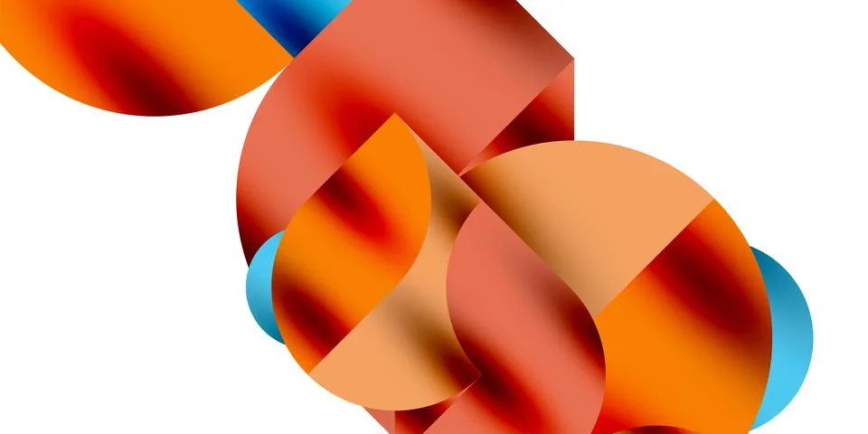 Tech minimal circular shapes geometric art. Vector modern circles Illustrazione stock