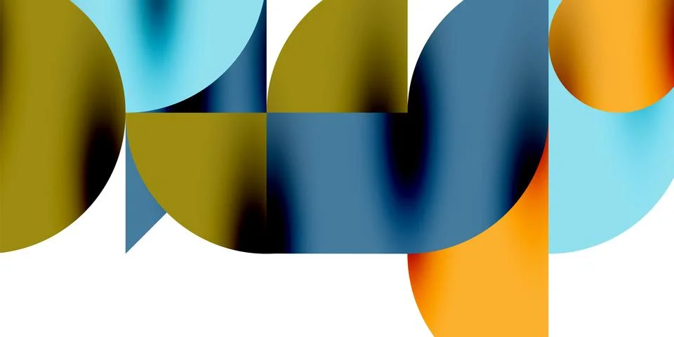 Tech minimal circular shapes geometric art. Vector modern circles Illustrazione stock