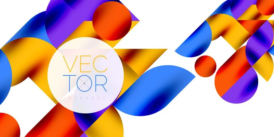 Tech minimal circular shapes geometric art. Vector modern circles Illustrazione stock