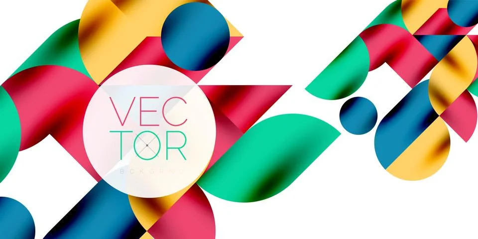 Tech minimal circular shapes geometric art. Vector modern circles 스톡 일러스트