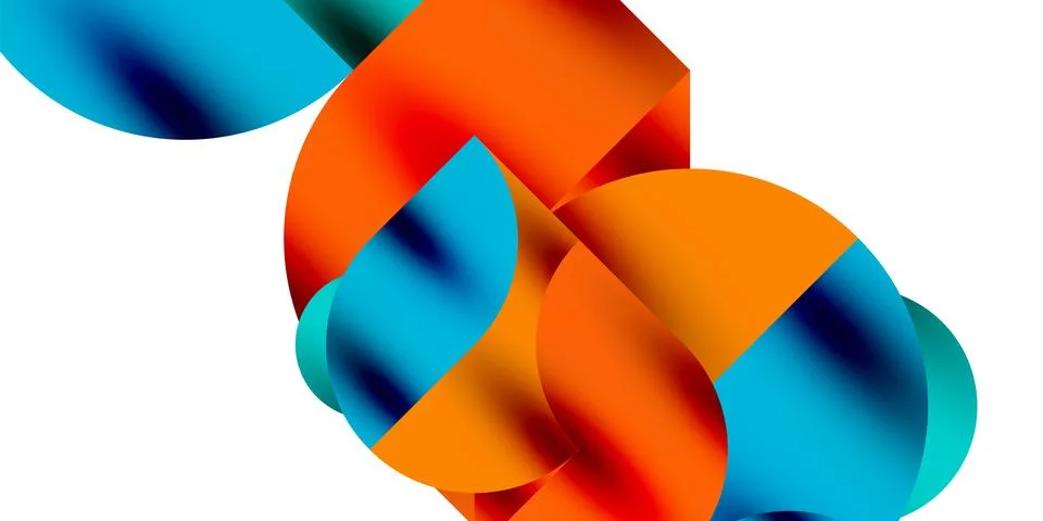 Tech minimal circular shapes geometric art. Vector modern circles Illustrazione stock