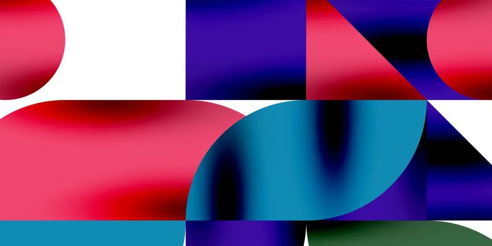 Tech minimal circular shapes geometric art. Vector modern circles Illustrazione stock