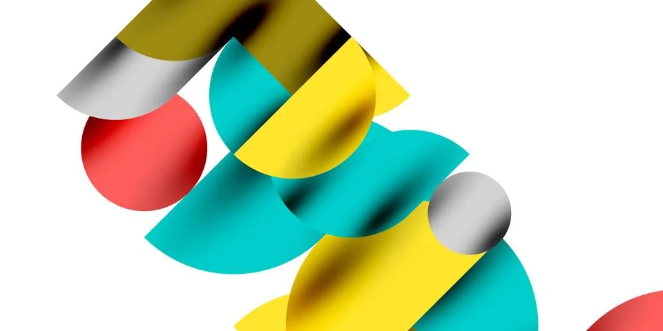 Tech minimal circular shapes geometric art. Vector modern circles Stock Illustration