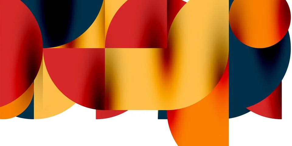 Tech minimal circular shapes geometric art. Vector modern circles Stock Illustration