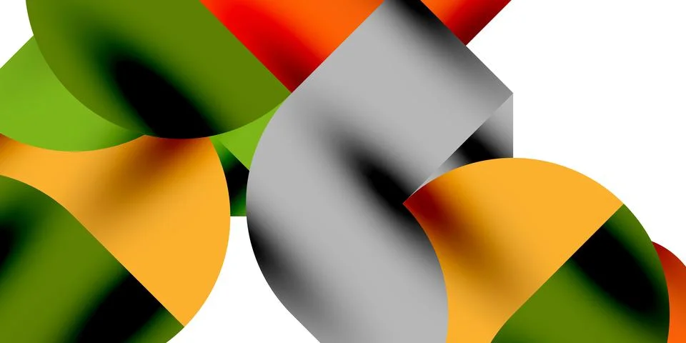 Tech minimal circular shapes geometric art. Vector modern circles Stock Illustration
