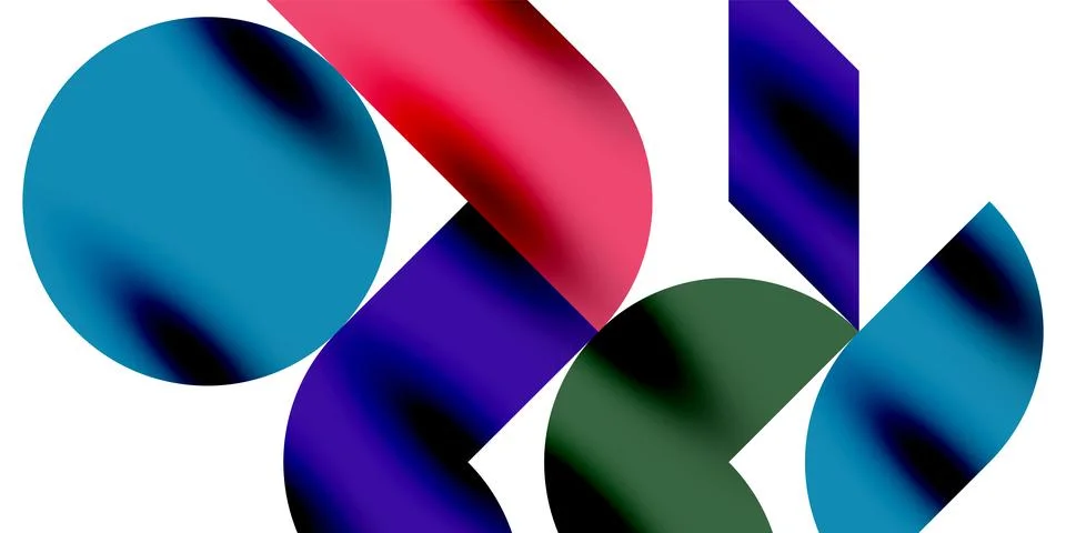 Tech minimal circular shapes geometric art. Vector modern circles Stock Illustration