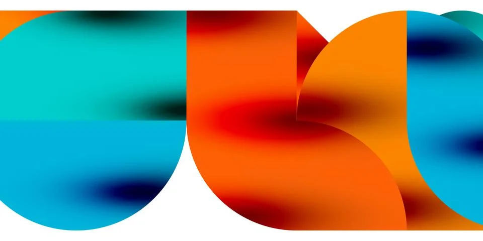 Tech minimal circular shapes geometric art. Vector modern circles Stock Illustration