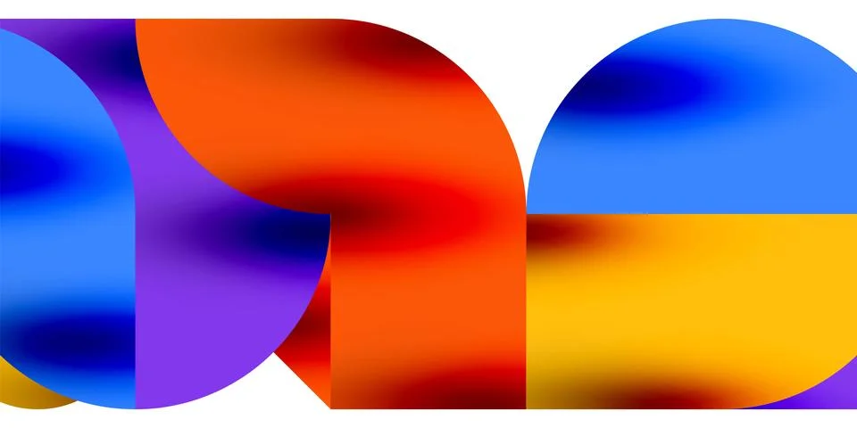 Tech minimal circular shapes geometric art. Vector modern circles Illustrazione stock