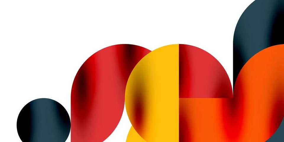 Tech minimal circular shapes geometric art. Vector modern circles Illustrazione stock
