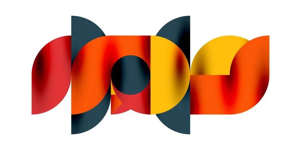 Tech minimal circular shapes geometric art. Vector modern circles Stock Illustration