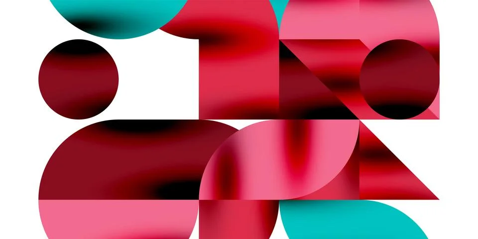 Tech minimal circular shapes geometric art. Vector modern circles Stock Illustration
