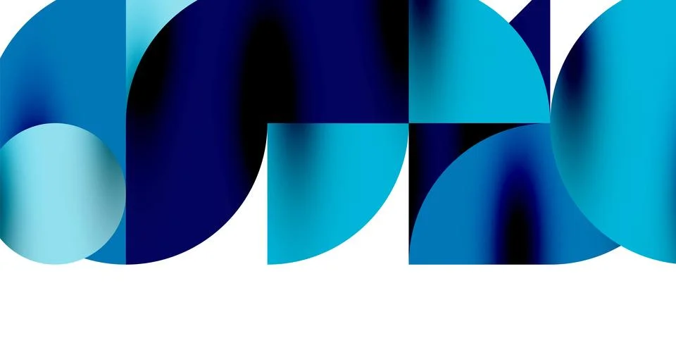 Tech minimal circular shapes geometric art. Vector modern circles Stock Illustration