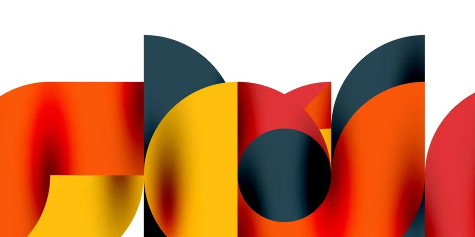 Tech minimal circular shapes geometric art. Vector modern circles Stock Illustration