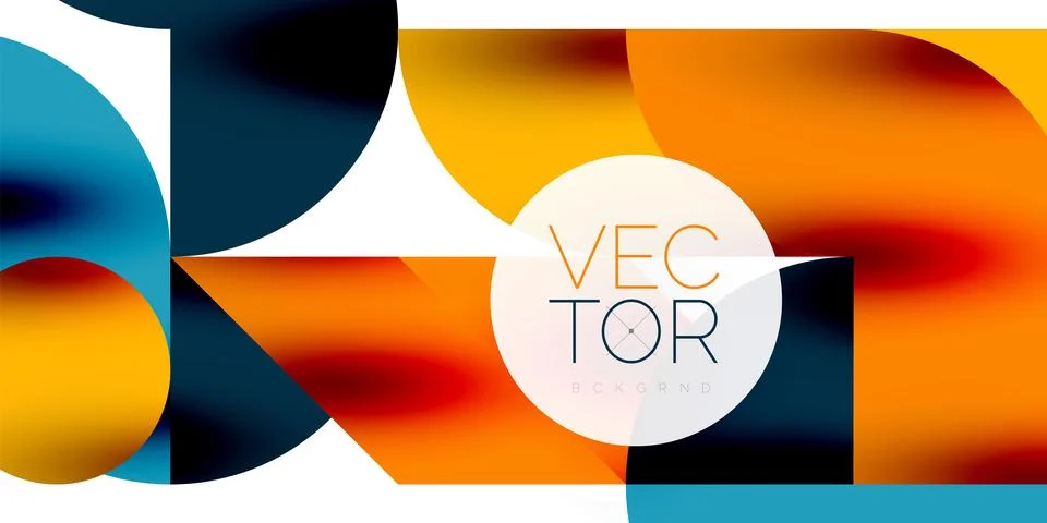 Tech minimal circular shapes geometric art. Vector modern circles Stock Illustration