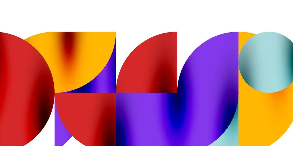 Tech minimal circular shapes geometric art. Vector modern circles Illustrazione stock