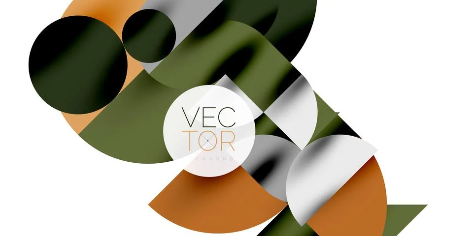 Tech minimal circular shapes geometric art. Vector modern circles Illustrazione stock