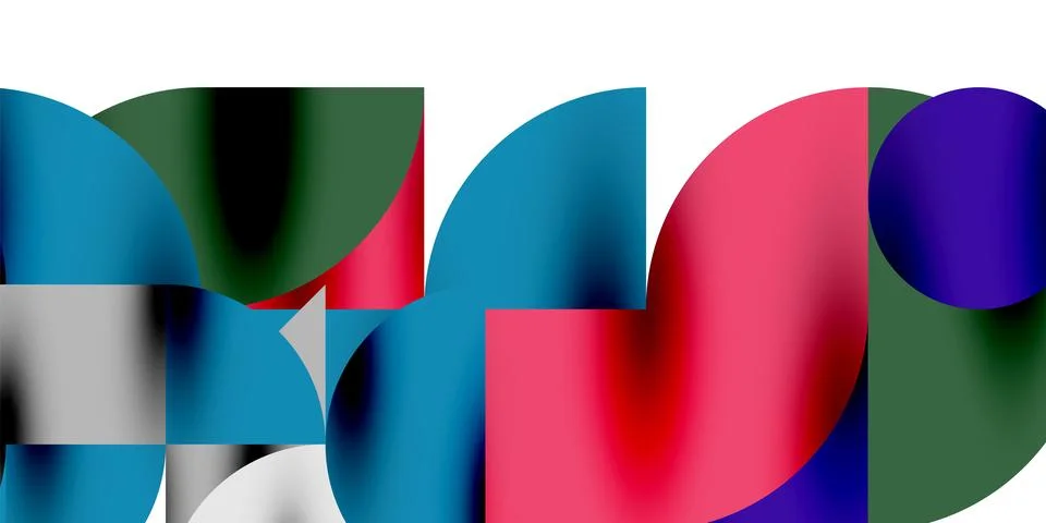 Tech minimal circular shapes geometric art. Vector modern circles Stock Illustration