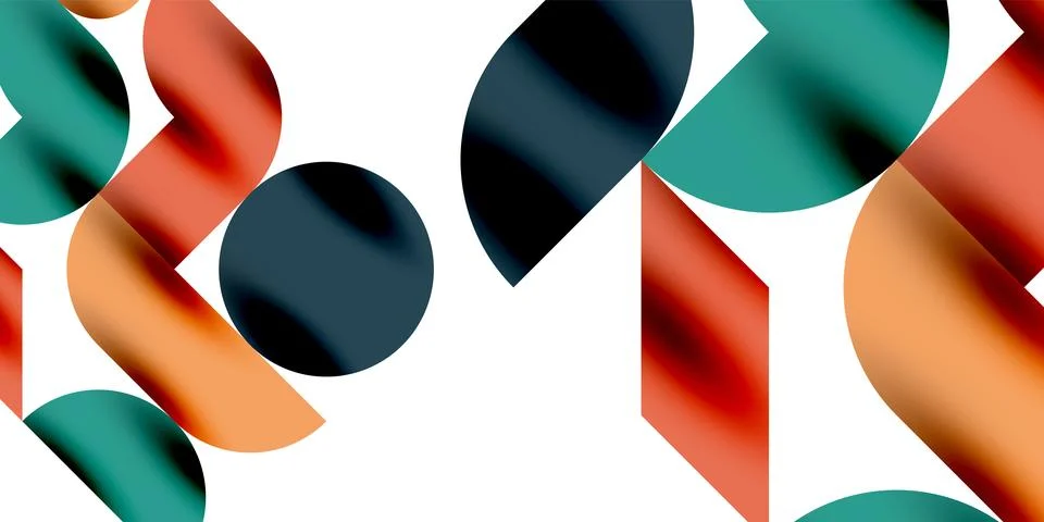 Tech minimal circular shapes geometric art. Vector modern circles Illustrazione stock