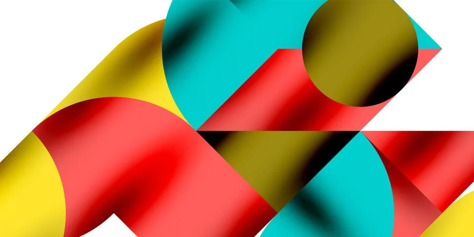 Tech minimal circular shapes geometric art. Vector modern circles Stock Illustration