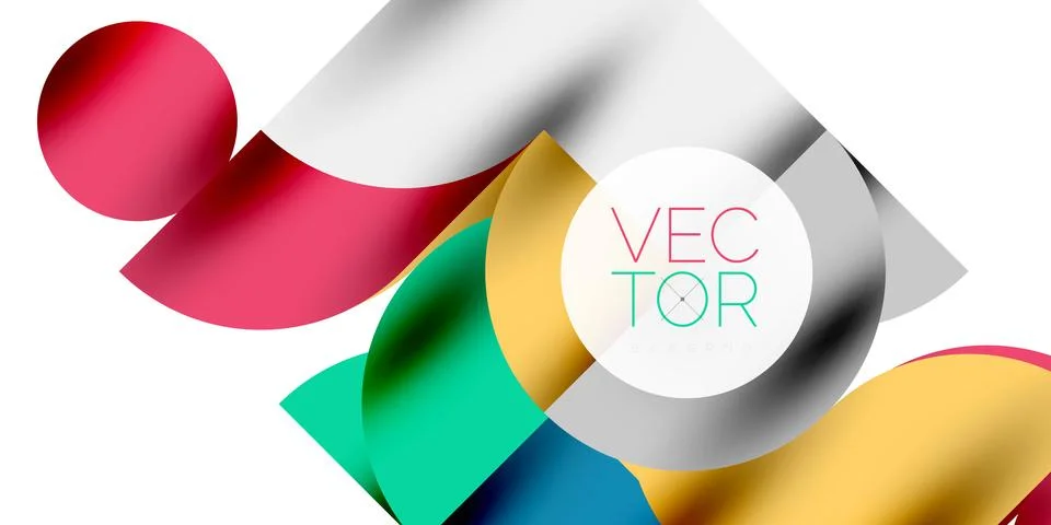 Tech minimal circular shapes geometric art. Vector modern circles イラスト素材