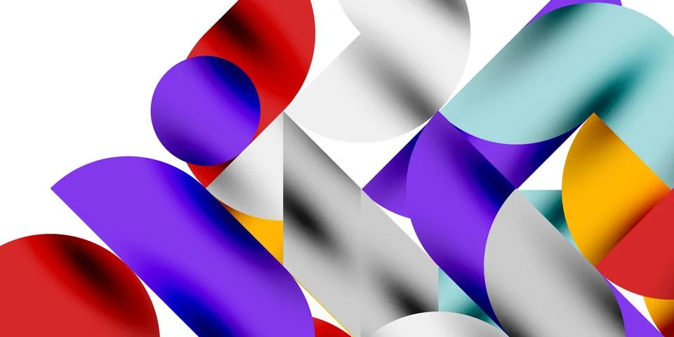Tech minimal circular shapes geometric art. Vector modern circles Illustrazione stock