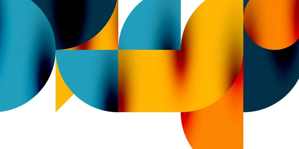 Tech minimal circular shapes geometric art. Vector modern circles Illustrazione stock