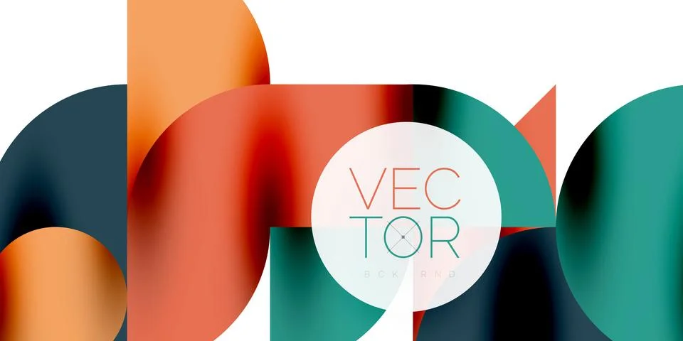 Tech minimal circular shapes geometric art. Vector modern circles Illustrazione stock