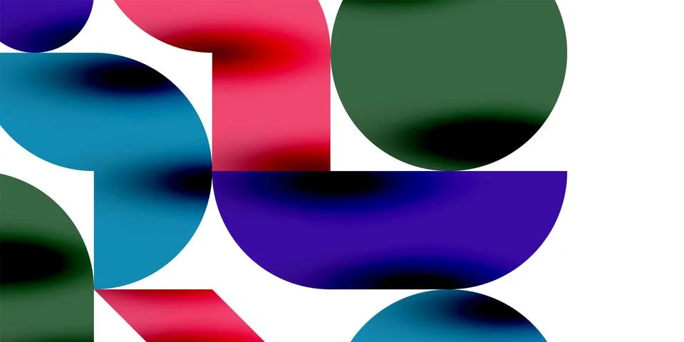 Tech minimal circular shapes geometric art. Vector modern circles Stock Illustration
