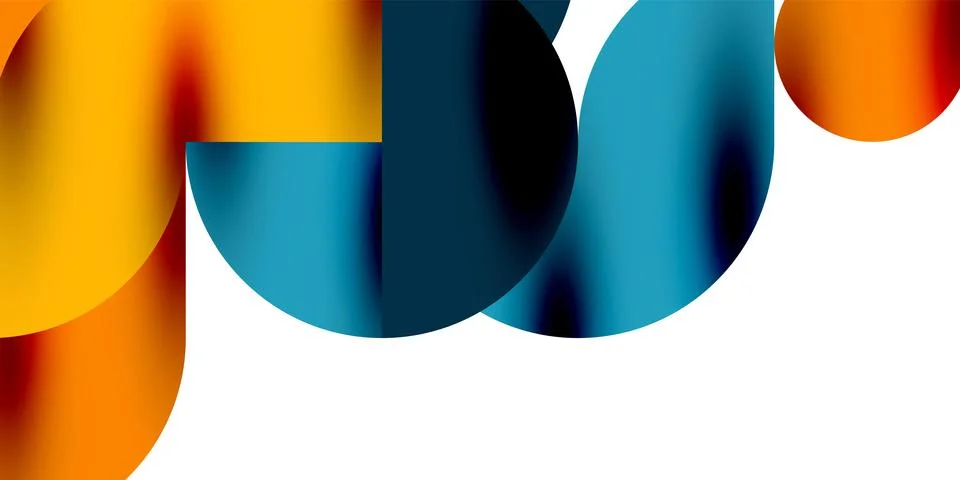 Tech minimal circular shapes geometric art. Vector modern circles Stock Illustration