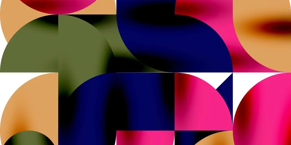 Tech minimal circular shapes geometric art. Vector modern circles Stock Illustration