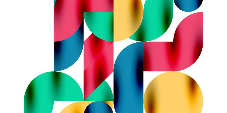 Tech minimal circular shapes geometric art. Vector modern circles Stock Illustration