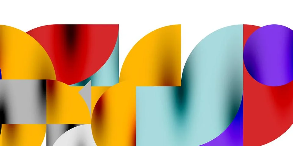 Tech minimal circular shapes geometric art. Vector modern circles Illustrazione stock
