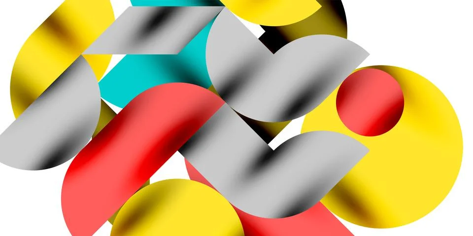 Tech minimal circular shapes geometric art. Vector modern circles Stock Illustration