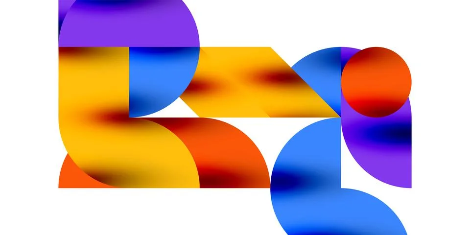 Tech minimal circular shapes geometric art. Vector modern circles Stock Illustration