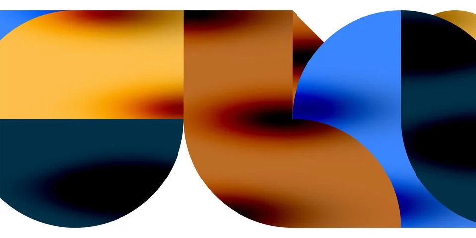 Tech minimal circular shapes geometric art. Vector modern circles Stock Illustration