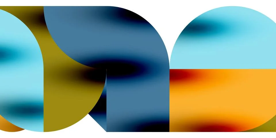 Tech minimal circular shapes geometric art. Vector modern circles Illustrazione stock
