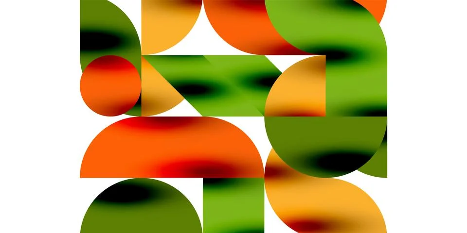 Tech minimal circular shapes geometric art. Vector modern circles Illustrazione stock