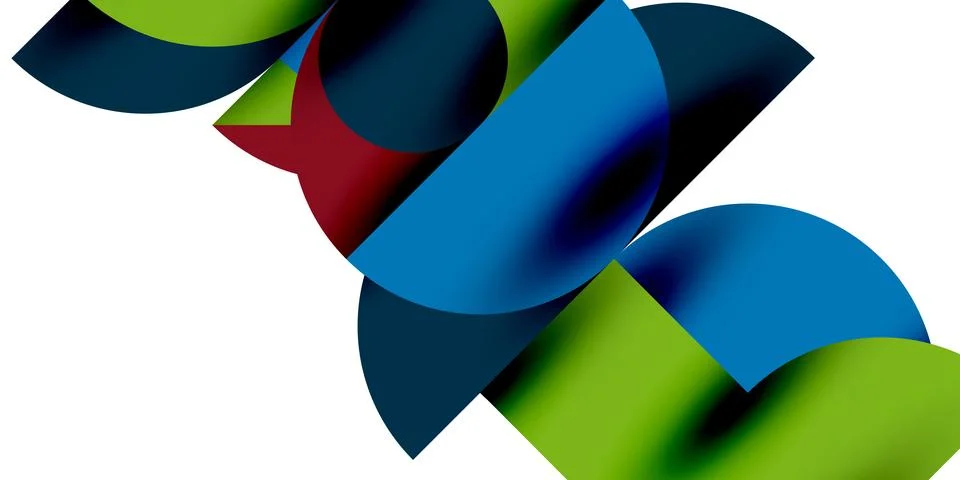 Tech minimal circular shapes geometric art. Vector modern circles Stock Illustration