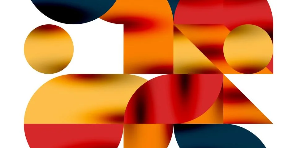 Tech minimal circular shapes geometric art. Vector modern circles Stock Illustration