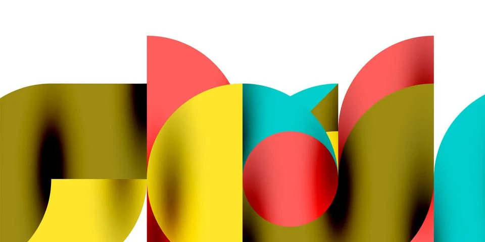 Tech minimal circular shapes geometric art. Vector modern circles Illustrazione stock