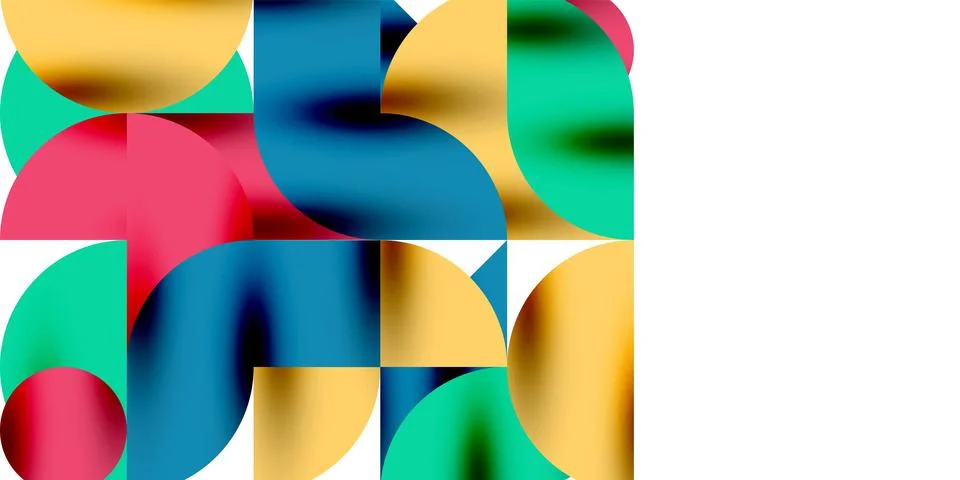 Tech minimal circular shapes geometric art. Vector modern circles Stock Illustration