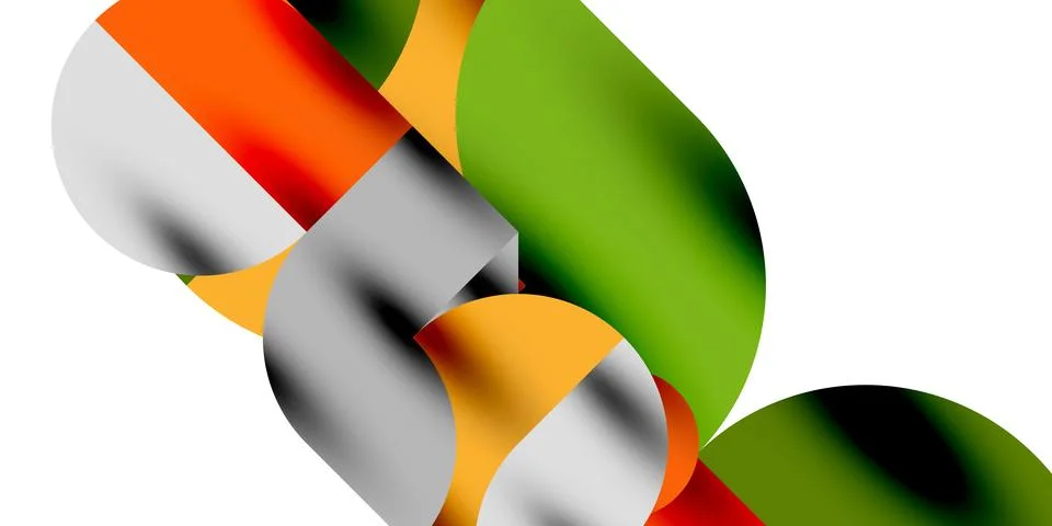 Tech minimal circular shapes geometric art. Vector modern circles Illustrazione stock