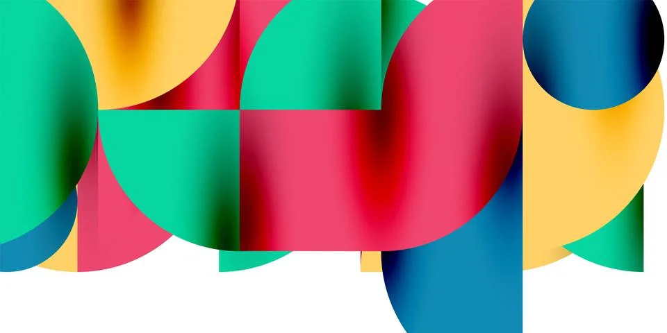 Tech minimal circular shapes geometric art. Vector modern circles Illustrazione stock