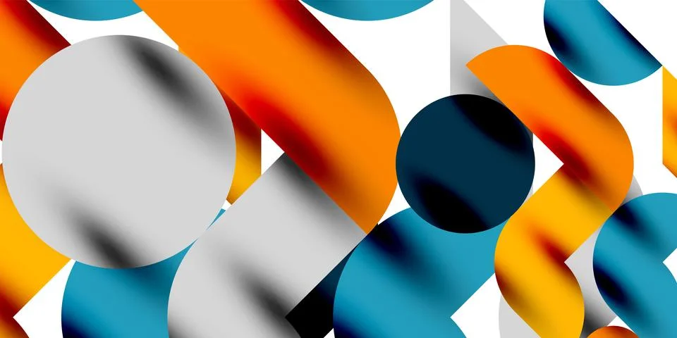 Tech minimal circular shapes geometric art. Vector modern circles Stock Illustration