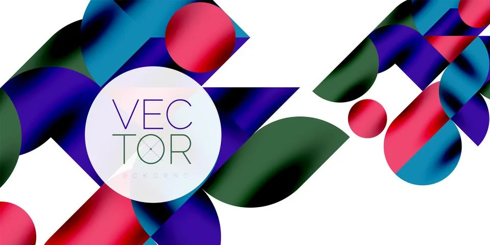 Tech minimal circular shapes geometric art. Vector modern circles 스톡 일러스트