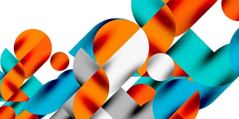 Tech minimal circular shapes geometric art. Vector modern circles 스톡 일러스트